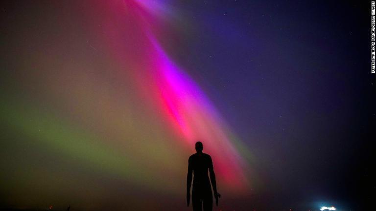 英イングランド・リバプールで観測された北のオーロラ＝１０日/Peter Byrne/PA Images/Getty Images